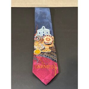 Tabasco Mens Silk Necktie Novelty Mexican Food Sombrero Blue Burgundy Tie